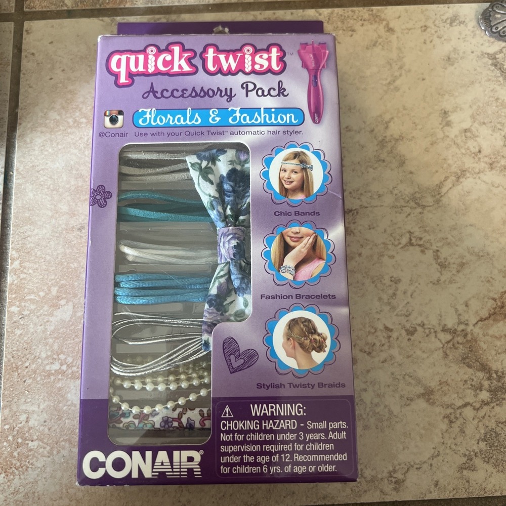 2015 Conair Quick Twist Hair Accessory Pack Florals‎ & Fashion Kids Blue Purple